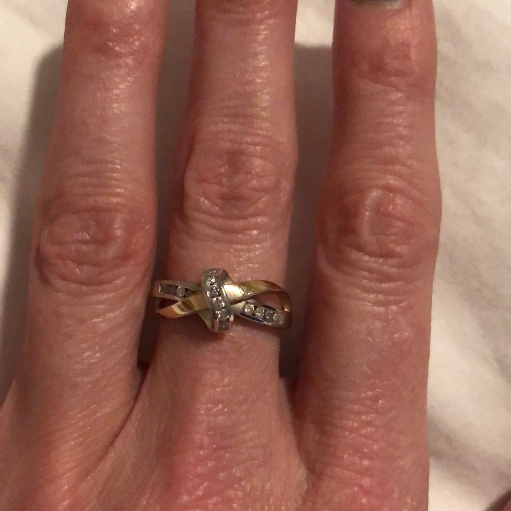 14K White/Yellow Gold 0.25TW Diamond Ring Size 6.5
